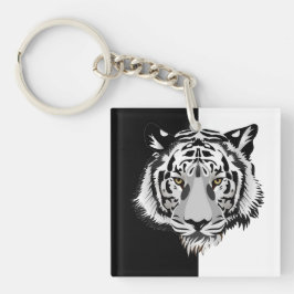 Tijger op zwart en wit sleutelhanger