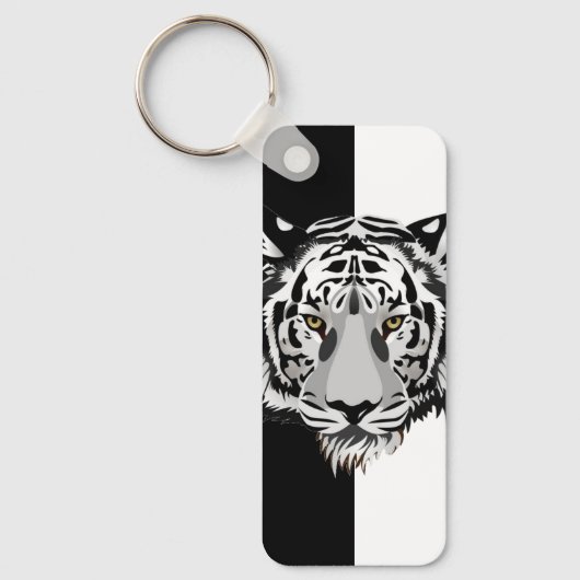 Tijger op zwart en wit sleutelhanger (Voorkant)