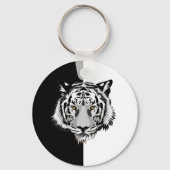 Tijger op zwart en wit sleutelhanger (Voorkant)