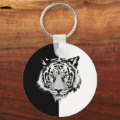 Tijger op zwart en wit sleutelhanger (Achterkant)