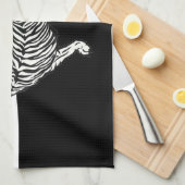 Tijger op zwart en wit theedoek (Quarter Fold)