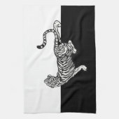 Tijger op zwart en wit theedoek (Verticaal)