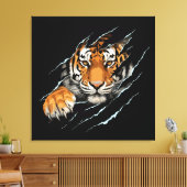 Tijger opgerekt canvas wandkunst afdruk (Insitu (Woonkamer))