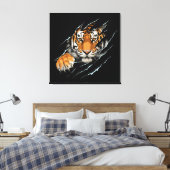 Tijger opgerekt canvas wandkunst afdruk (Insitu (Slaapkamer))