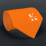 Tijger Oranje Elegant Monogram   Naam | tweeslacht Stropdas<br><div class="desc">Een elegante stropdas met een vettig wit monogram op een Oranje achtergrond van de Tijger. Bovenop dit monogram staat je voor- of achternaam, die in alle hoofdsteden is vermeld. Meer dan 40 unieke kleuren zijn beschikbaar in zowel eenzijdige als tweezijdige versies. U kunt hen doorbladeren door de verbinding van het...</div>