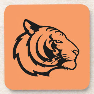 Tijger oranje harde plastic onderzetter