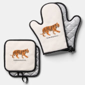 tijger ovenwant & pannenlap set (Voorkant / Achterkant)