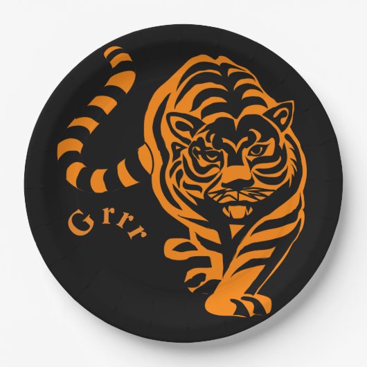 tijger papieren bordje (Voorkant)