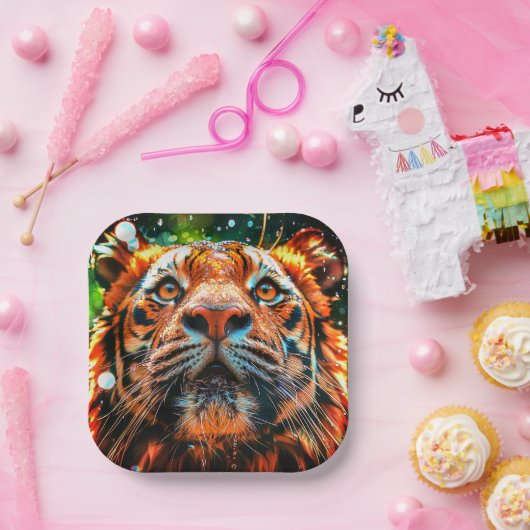 tijger papieren bordje (Feest)