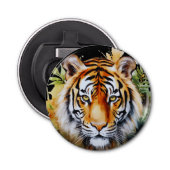 Tijger Pastel Bloemen Safari Waterverf Savannah Button Flesopener (Voorkant)