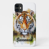 Tijger Pastel Bloemen Safari Waterverf Savannah Case-Mate iPhone Case (Achterkant)