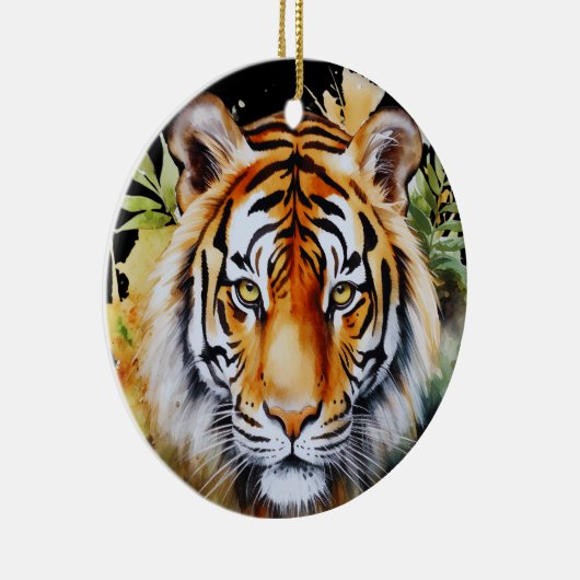 Tijger Pastel Bloemen Safari Waterverf Savannah Keramisch Ornament (Rechts)