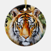 Tijger Pastel Bloemen Safari Waterverf Savannah Keramisch Ornament (Voorkant)