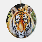 Tijger Pastel Bloemen Safari Waterverf Savannah Keramisch Ornament (Links)
