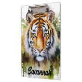 Tijger Pastel Bloemen Safari Waterverf Savannah Klembord (Links)