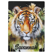 Tijger Pastel Bloemen Safari Waterverf Savannah Klembord (Achterkant)