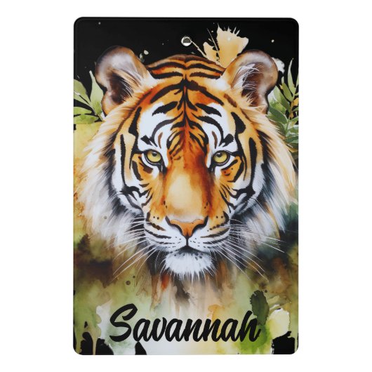 Tijger Pastel Bloemen Safari Waterverf Savannah Mini Klembord (Achterkant)