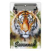 Tijger Pastel Bloemen Safari Waterverf Savannah Mini Klembord (Voorkant)