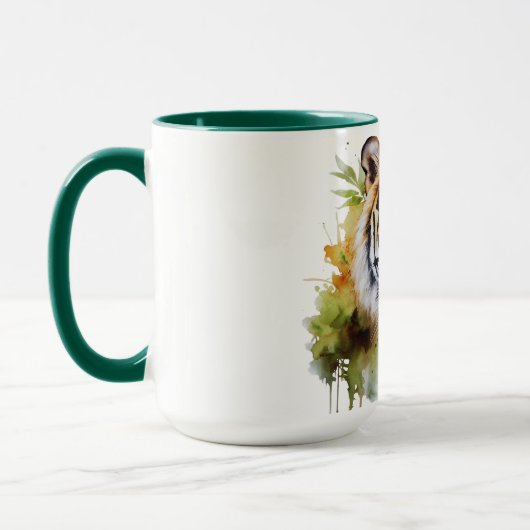 Tijger Pastel Bloemen Safari Waterverf Savannah Mok (Links)