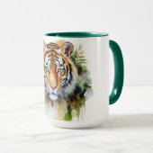 Tijger Pastel Bloemen Safari Waterverf Savannah Mok (Voorkant rechts)