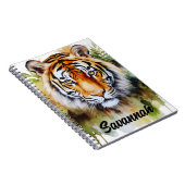 Tijger Pastel Bloemen Safari Waterverf Savannah Notitieboek (Rechterzijde)