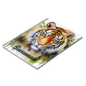 Tijger Pastel Bloemen Safari Waterverf Savannah Notitieboek (Linkerzijde)