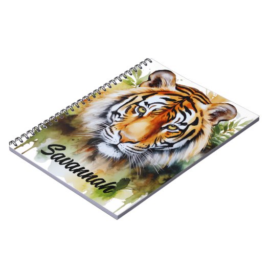 Tijger Pastel Bloemen Safari Waterverf Savannah Notitieboek
