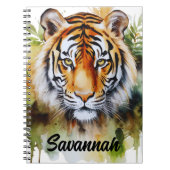 Tijger Pastel Bloemen Safari Waterverf Savannah Notitieboek (Voorkant)