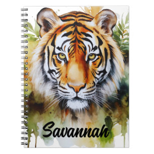 Tijger Pastel Bloemen Safari Waterverf Savannah Notitieboek