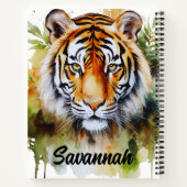 Tijger Pastel Bloemen Safari Waterverf Savannah Notitieboek (Achterkant)