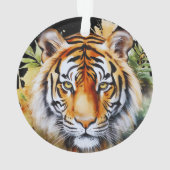 Tijger Pastel Bloemen Safari Waterverf Savannah Ornament (achterkant)