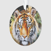 Tijger Pastel Bloemen Safari Waterverf Savannah Ornament (voorkant)