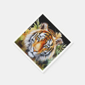 Tijger Pastel Bloemen Safari Waterverf Savannah Servet (Hoek)