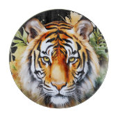 Tijger Pastel Bloemen Safari Waterverf Savannah Snijplank (Voorkant)