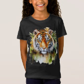 Tijger Pastel Bloemen Safari Waterverf Savannah T-shirt (Voorkant)