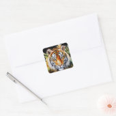 Tijger Pastel Bloemen Safari Waterverf Savannah Vierkante Sticker (Envelop)