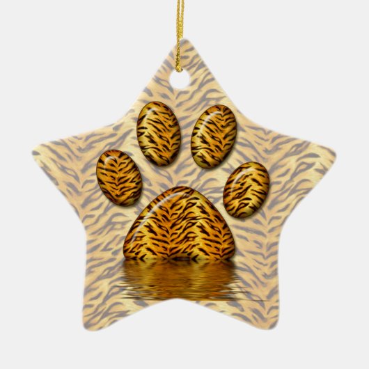 Tijger Paw #2 Keramisch Ornament (Voorkant)