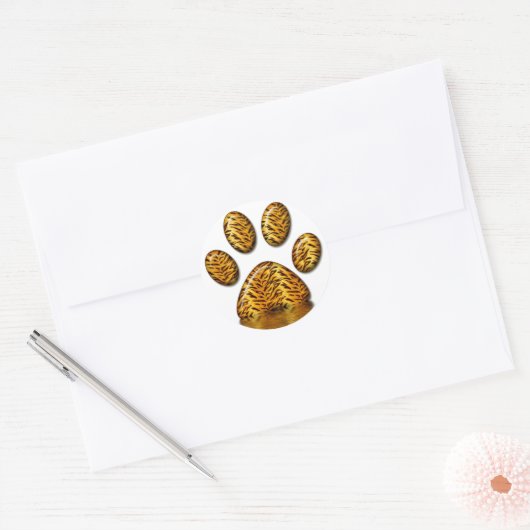 Tijger Paw #2 Ronde Sticker (Envelop)