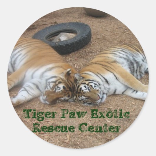 Tijger Paw Exotisch Reddingscentrum Ronde Sticker (Voorkant)