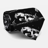 Tijger Pop Art Zwart Wit Stropdas (Opgerold)