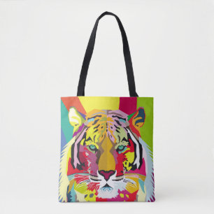 Tijger Pop Kunst Portraitart, pop, tijger, dier, f Tote Bag