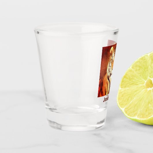 Tijger Portret Foto Gepersonaliseerde Naam Cool Shot Glas (Links)