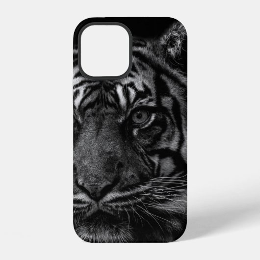 TIJGER PORTRET IN ZWART WIT iPhone HOESJE (Achterkant)