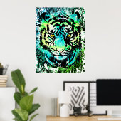 Tijger Poster - Kleurrijke tijgerogen (Thuiskantoor)