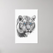 Tijger - potlood Tekenen met blauwe ogen Canvas Afdruk (Voorkant)
