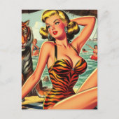 tijger print meisje briefkaart (Voorkant)