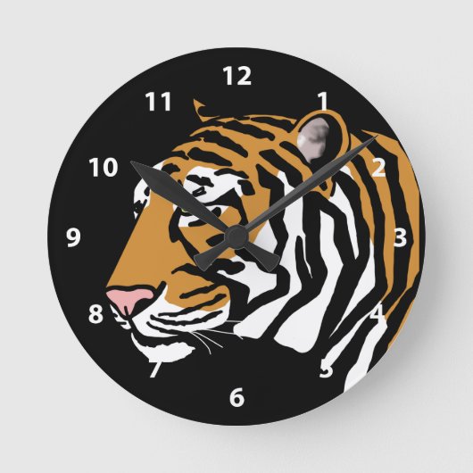 Tijger Profiel Portret Ronde Klok (Voorkant)