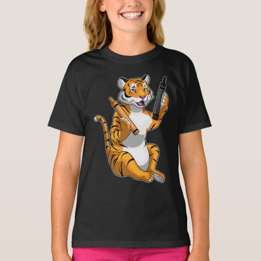 Tijger Pupil Crayon School T-shirt (Voorkant)