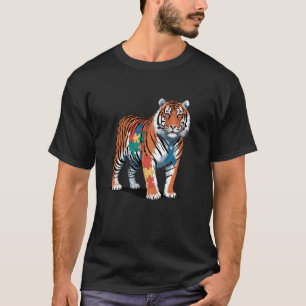 Tijger Puzzel Autisme Bewustzijn Maand Autistisch T-shirt