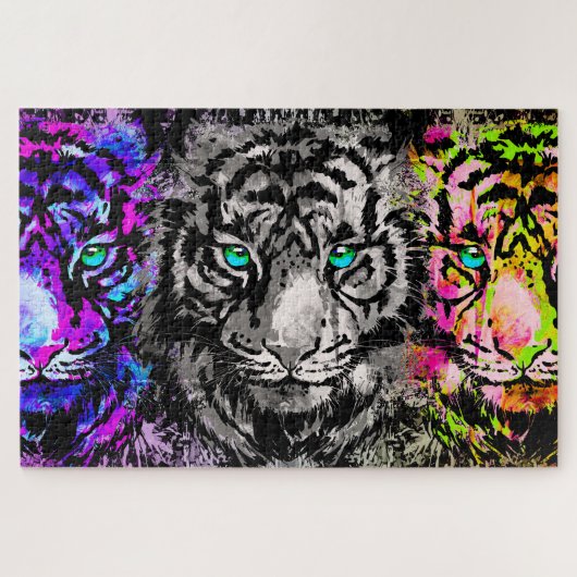 Tijger Puzzle - 3 tijgerhoofden Puzzle Legpuzzel (Horizontaal)